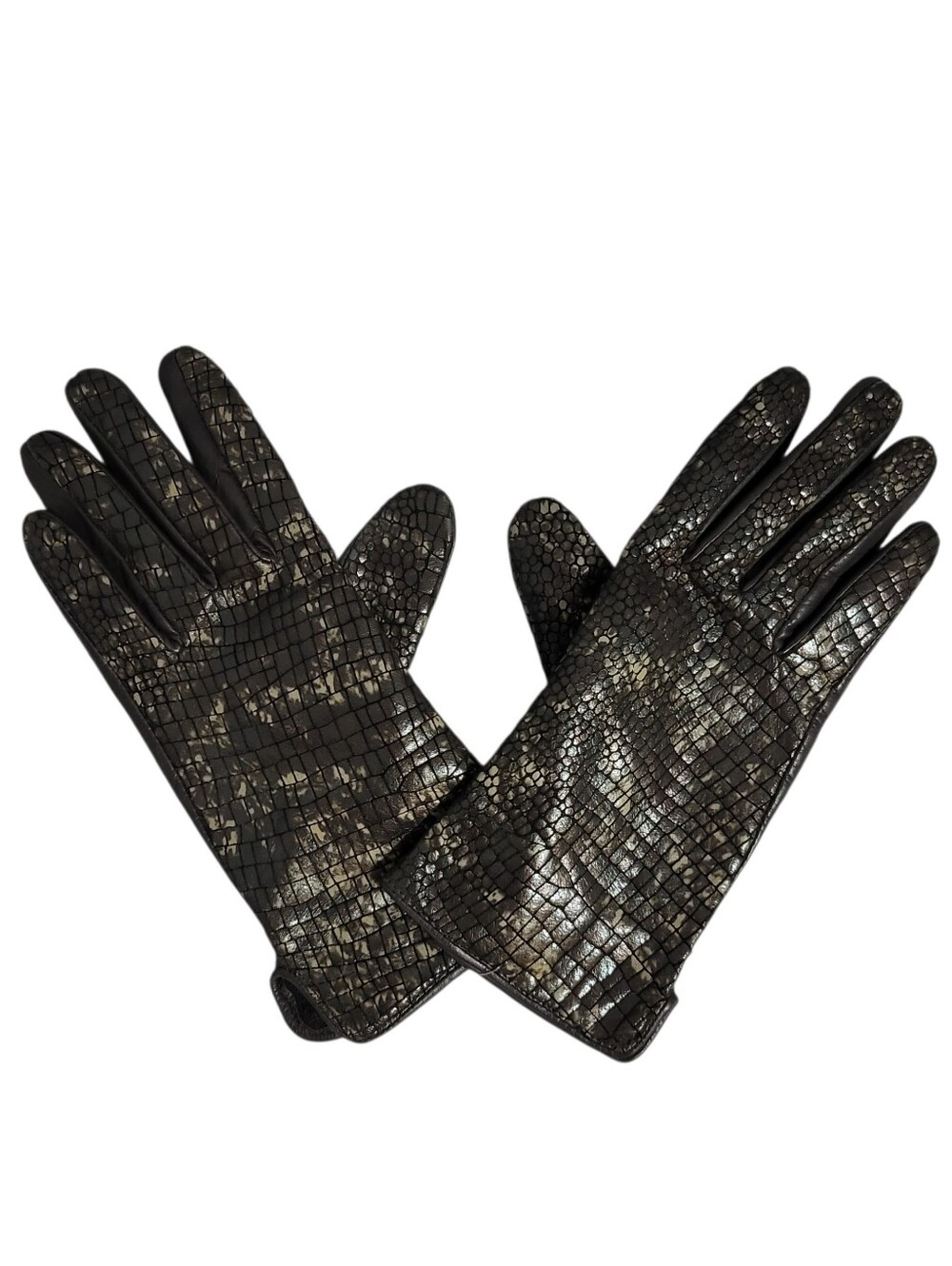 Preston & York Women's Leather Gloves Sz S Reptile Snake Print Winter Driving